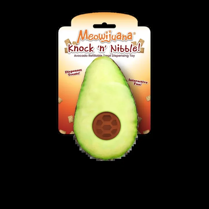 Meowijuana Knock ‘n’ Nibble Avocado Refillable Treat Dispensing Cat Toy