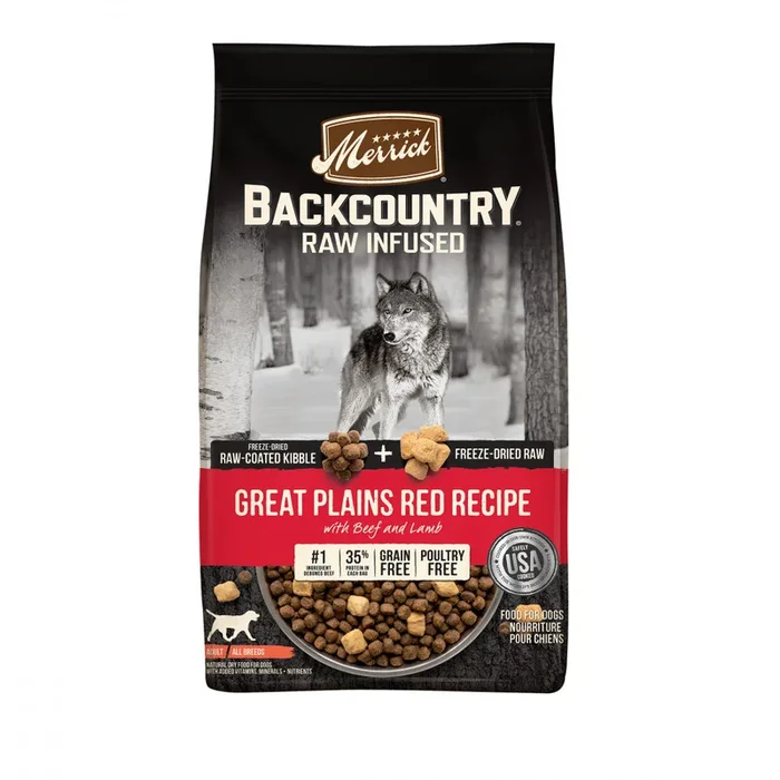 Merrick Backcountry Grain Free Dry Adult Dog Food Kibble With Freeze Dried Raw Pieces, Great Plains Red Recipe
