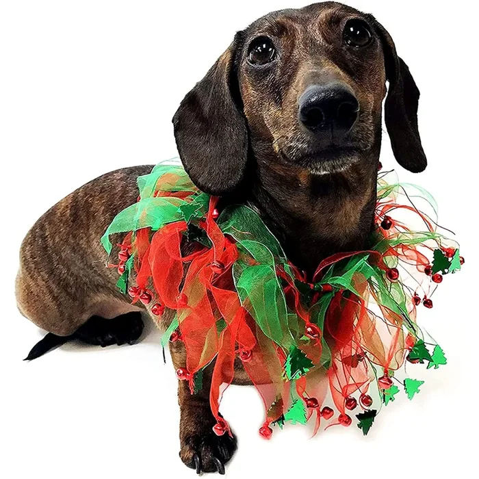 Midlee – Jingle Bells and Christmas Trees Wreath Dog Collar