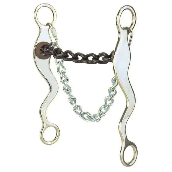 Mike Beers 532 Large Chain Mouth Bit – 5″ Mouth, 8″ Cheek for Competition Horses