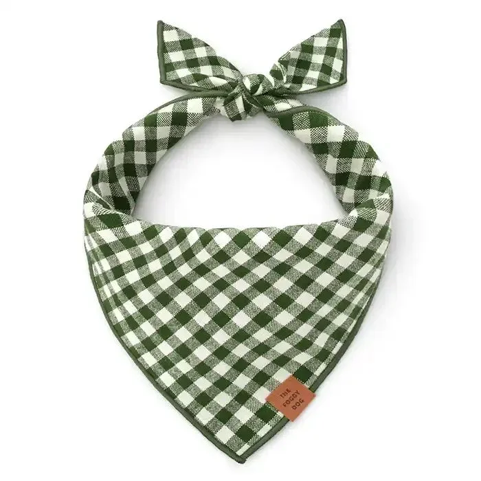 Mini Gingham Hunter Green Dog Bandana