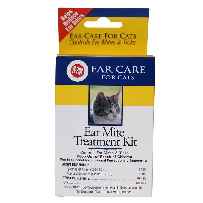 Miracle Care R-7M Ear Mite Treatment Kit for Cats, 1 oz