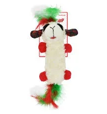 Multipet Holiday Lamb Chop® Kuddler w/ Feathers and Crinkle Cat Toy 11.8″
