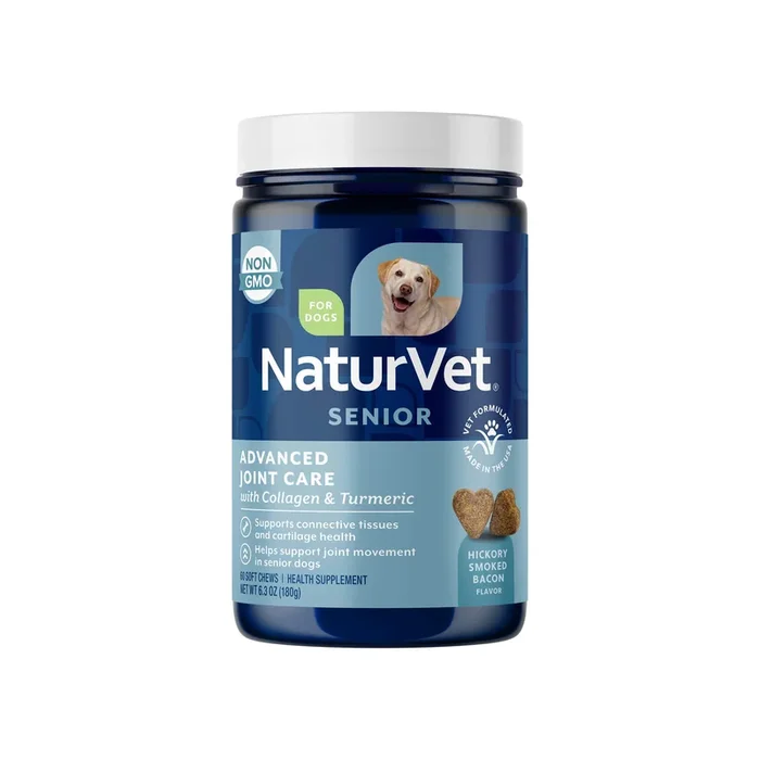 NaturVet Senior Advanced Joint Health Plus Collagen & Turmeric Soft Chews for Dogs