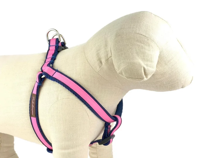Navy/Hot Pink Stripe Dog Harness – 334