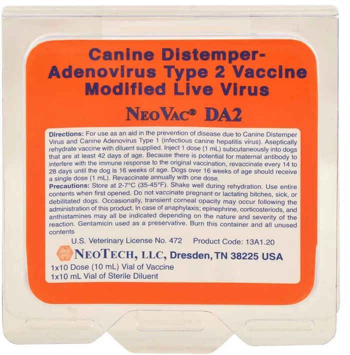 NeoVac DA2 Canine Vaccine – Distemper & Adenovirus Type 2, Modified Live, Puppy & Adult Dogs