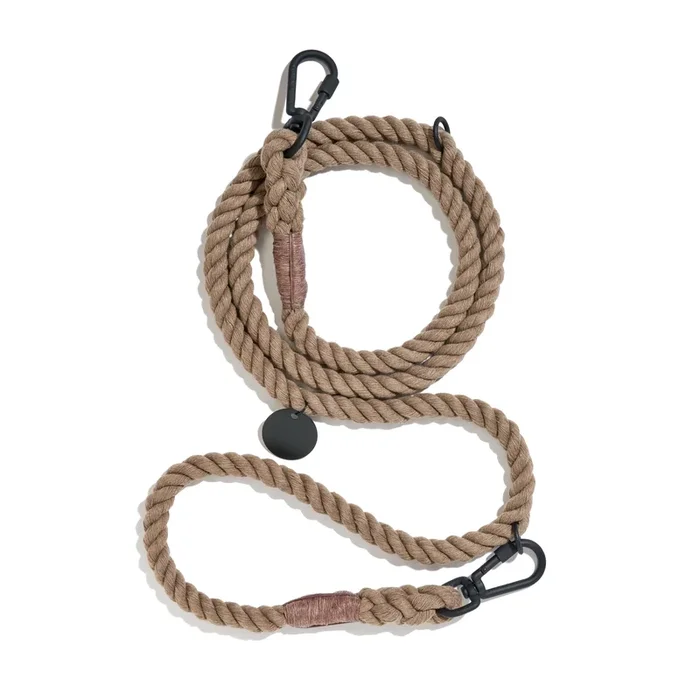 New! Matte Black/Natural Rope Dog Leash, Adjustable & Handcrafted – Found My Animal