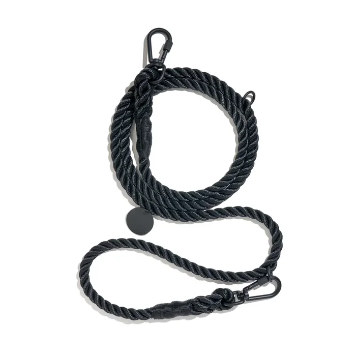 New! Matte Black Rope Dog Leash, Adjustable & Handcrafted – Found My Animal