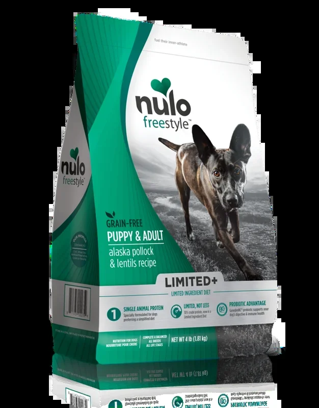 Nulo Dog Freestyle Limited+ Pollock & Lentil Grain-Free Puppy & Adult Dry Dog Food, 22-lb (Size: 22-lb)