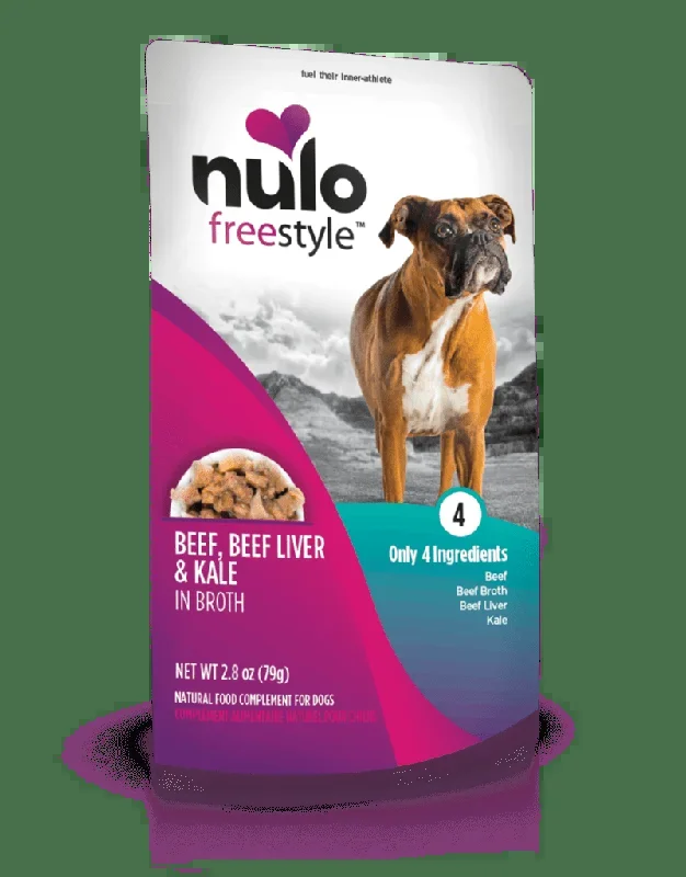 Nulo Freestyle Grain Free Beef with Beef Liver & Kale in Broth Meaty Dog Food Topper Pouch