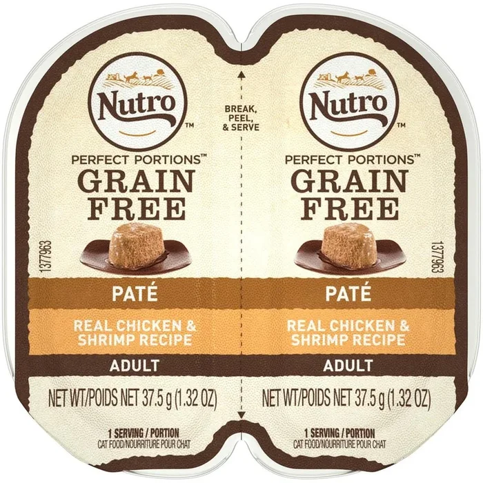Nutro Perfect Portions Adult Grain Free Chicken and Shrimp Pate Wet Cat Food Trays