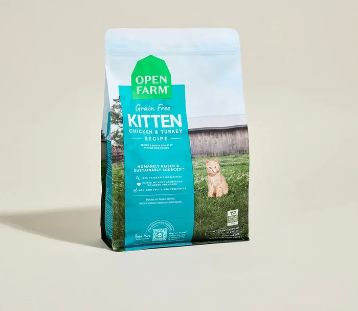 Open Farm Grain-Free Dry Cat Food – Kitten Formula – Chicken & Turkey – 4lb Bag