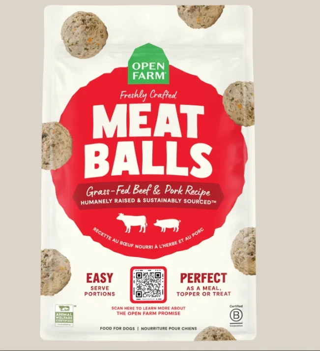 Open Farm Grass-Fed Beef & Pork Freshly Crafted Meatballs for Dogs – 14 OZ