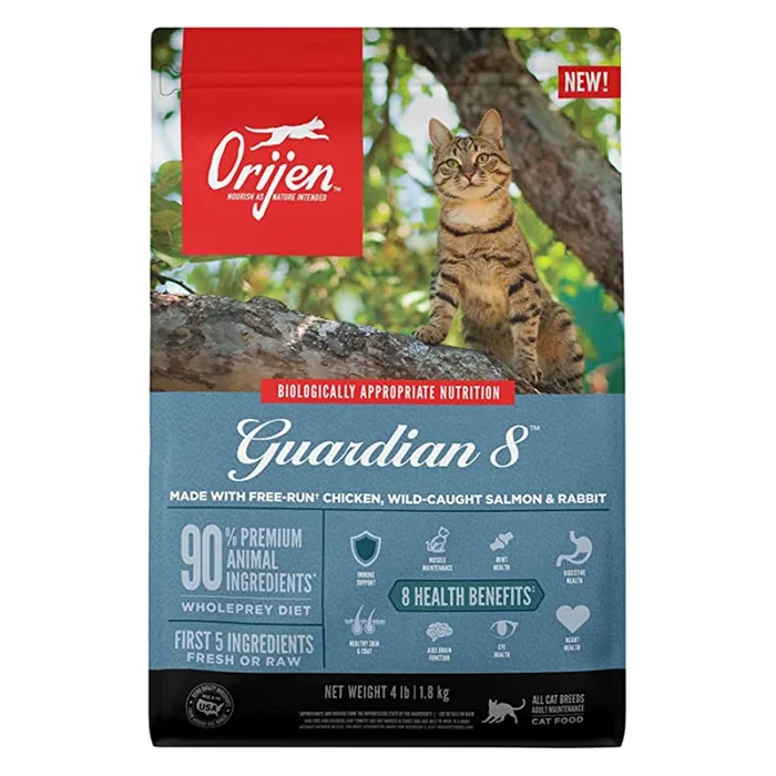 Orijen Grain Free Guardian 8 Dry Cat Food – Chicken, Salmon, & Turkey – 4lb Bag