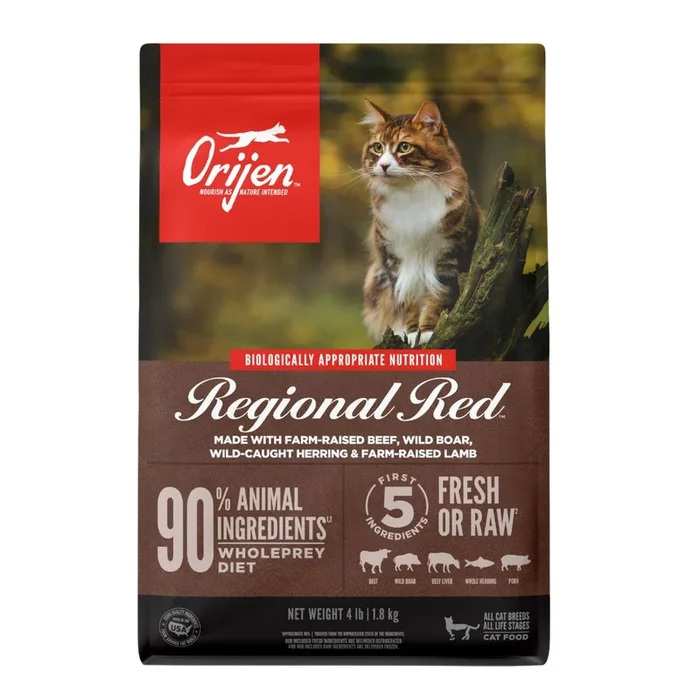 Orijen Regional Red Dry Cat Food – Beef, Boar, & Pork – 4lb Bag