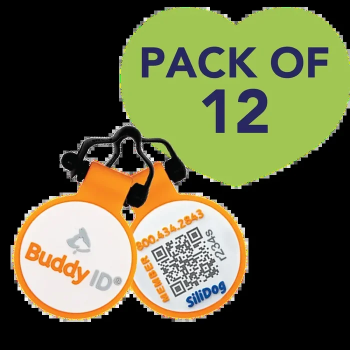 Pack of 12 Silent Silicone Collar Tag by BuddyID