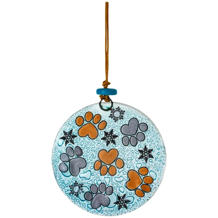 Painted Paws Recycled Glass Ornament