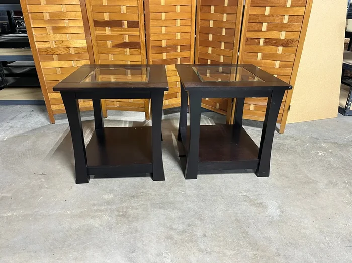 Pair of Side Tables with Glass