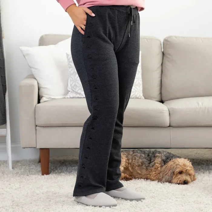 Path of Paws Embroidered Straight Leg Sweatpants