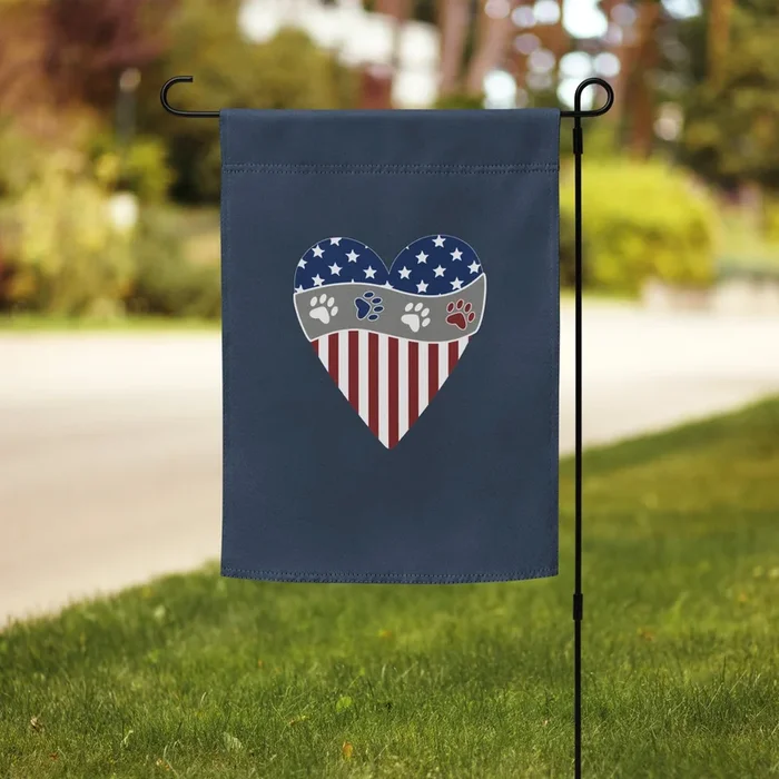 Patriotic Heart Garden Flag