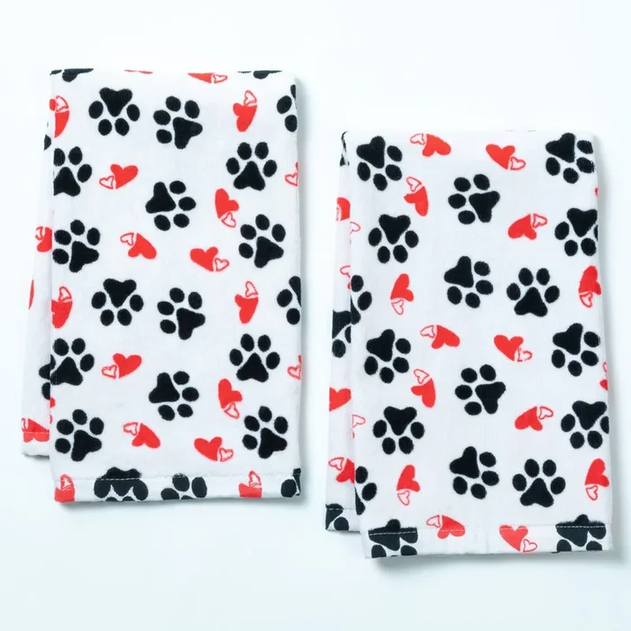 Paw Print Bath Hand Towels – Set of 2