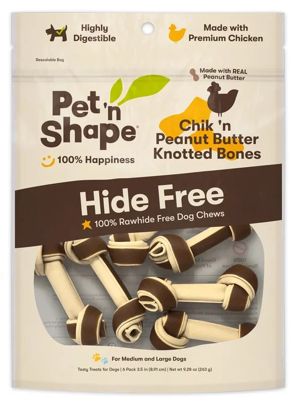 Pet ‘n Shape – Hide Free Chick ‘n Peanut Butter Knotted Bones