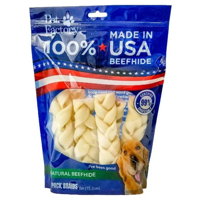 Pet Factory – Braids Rawhide 100% USA Beefhide
