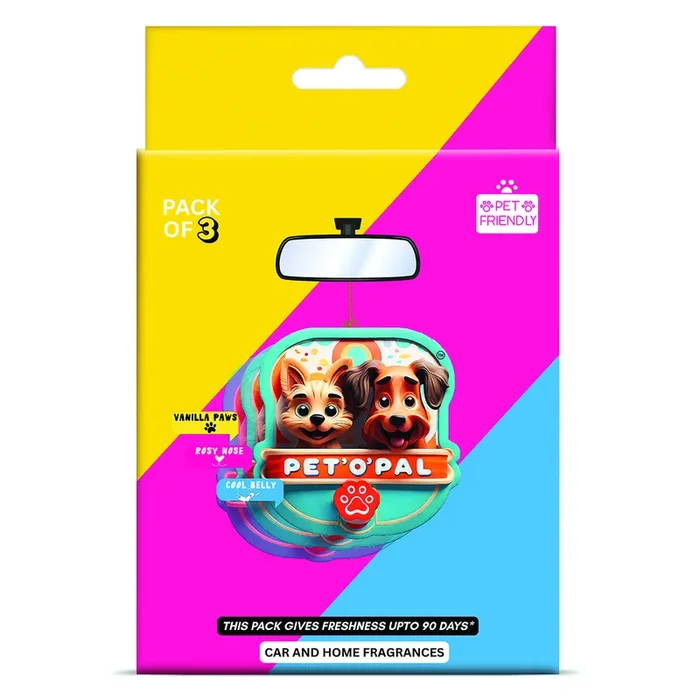PET’O’PAL Rosy Nose,Cool Belly,Vanilla Paws Pet Safe Hanging Air Freshener for Car, Home & Pet Spaces