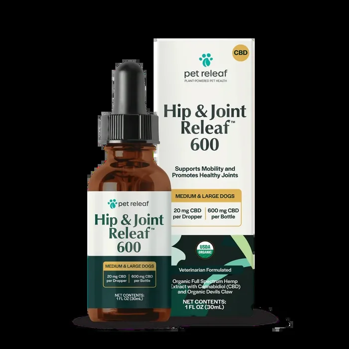 Pet Releaf USDA Organic Hip and Joint Releaf 600mg CBD Oil for Medium & Large Dogs