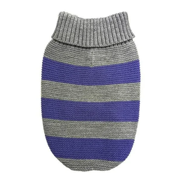 Pet Sweater – Blue and Grey striped