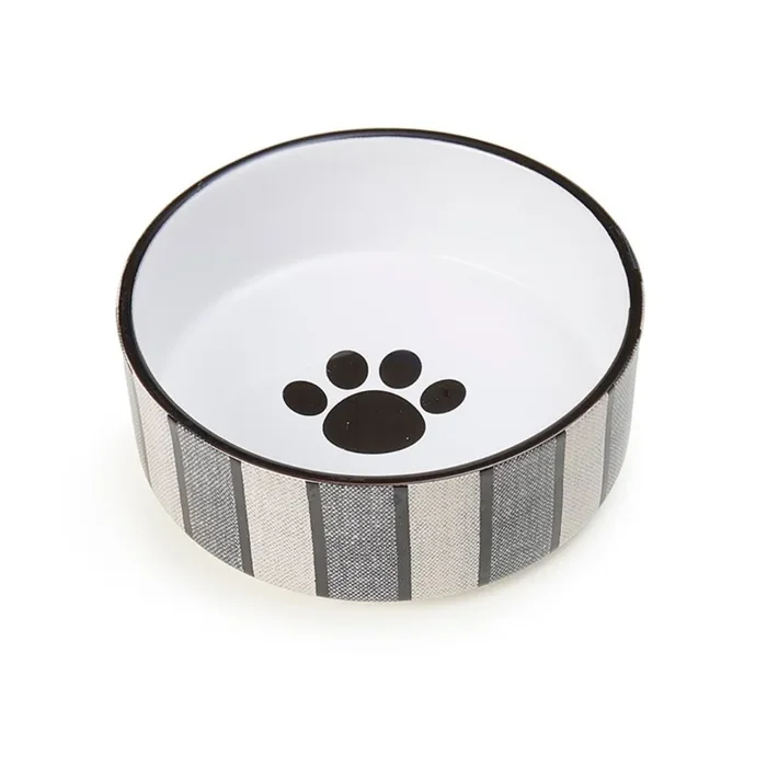 Petrageous Designs – Bowl Grey Pinstripe Stoneware