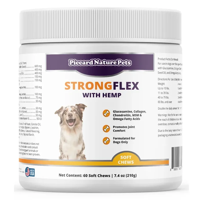 PiccardNaturePets StrongFlex with Hemp Joint Support for Dogs 60 Soft Chews