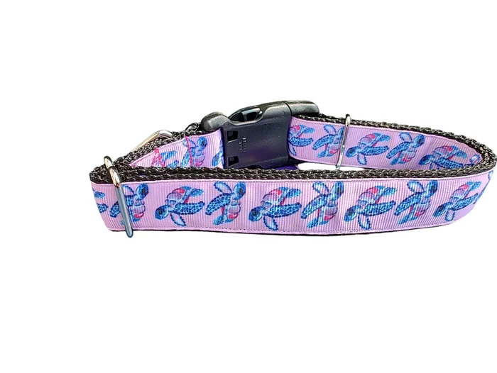 Pink Purple Sea Turtles Nylon Dog Collar