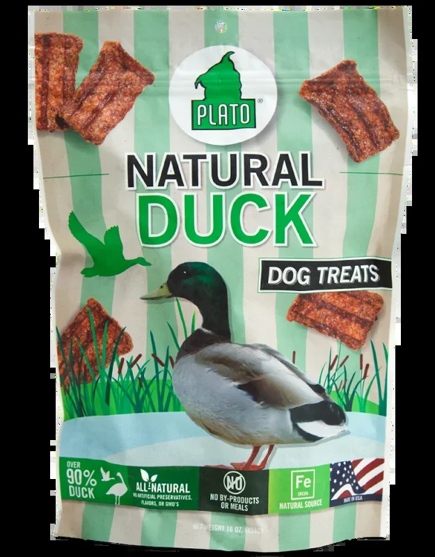 Plato All Natural Duck Strips Dog Treats