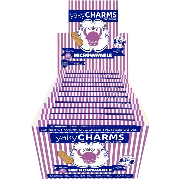 *(Please Use By 2026-01-09)* Dog Treat – yakyCHARMS – Microwavable Cheese Puffs – Peanut Butter – 0.75 oz, 1 ct