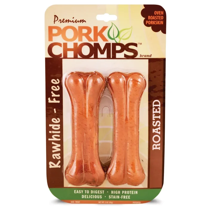 Pork Chomps Roasted Pressed Pork Skin Dog Chew Bone – Rawhide Free