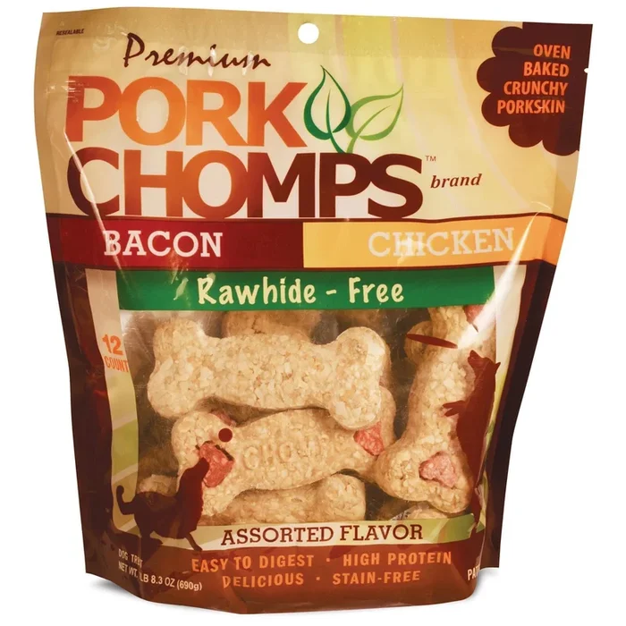 Premium Pork Chomps Crunch Variety Pack – Rawhide-Free, High Protein Dog Chews, 12 Count
