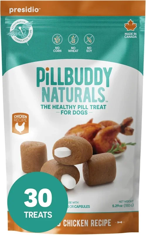 Presidio Pill Buddy Naturals – PB & Banana Recipe Pill Hiding Treats for Dogs – Make A Perfect Pill Concealing Pocket Or Pouch for Any Size Medication – 30 Servings