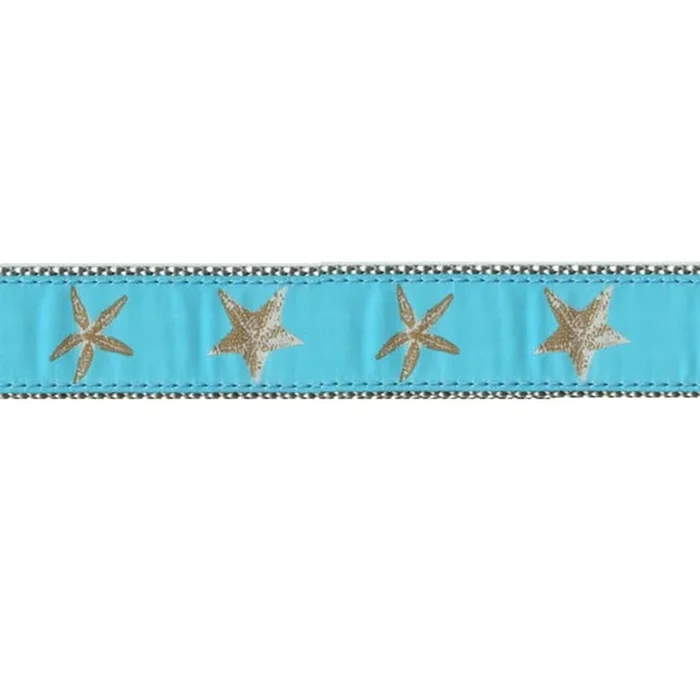 PRESTON Dog Collar Aqua Starfish