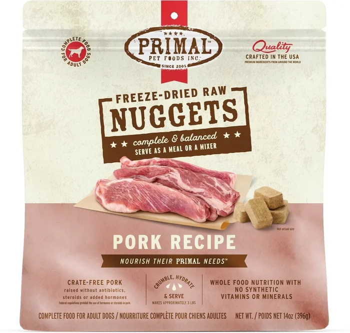 Primal Dog Freeze-Dried Grain Free Pork Recipe Nuggets