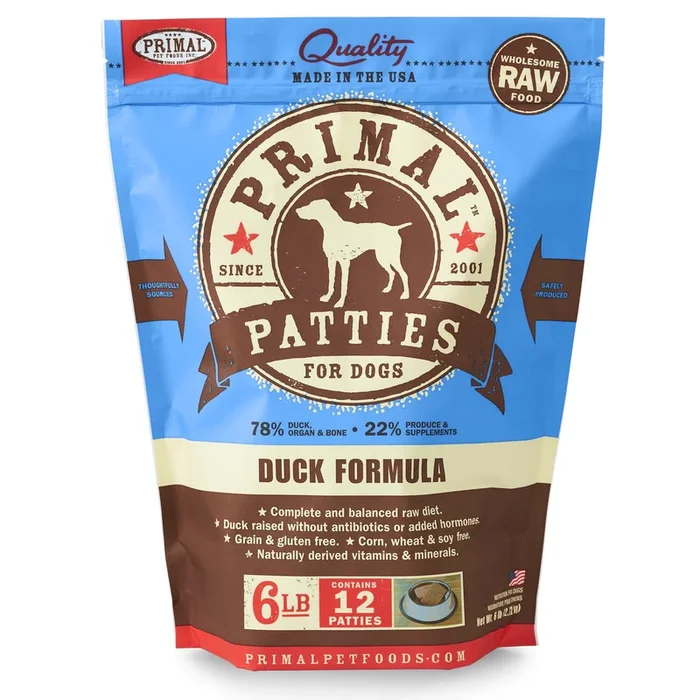 Primal Dog Raw Frozen Duck Patties