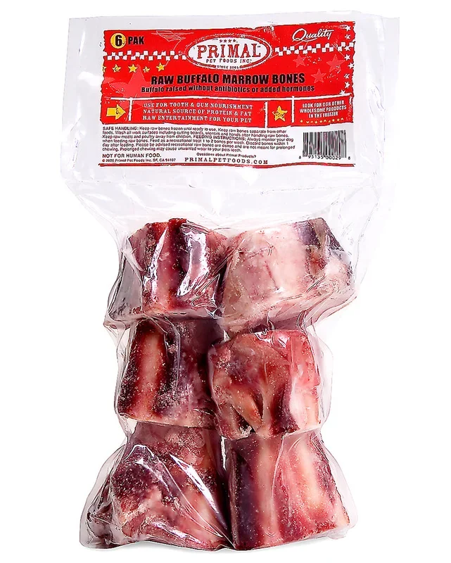 Primal Frozen Recreational 2″ Buffalo Marrow Bones 6-Pack