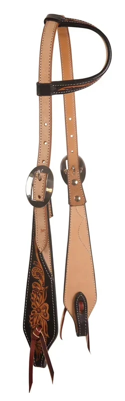 Professional’s Choice Black Floral Roughout One Ear Headstall