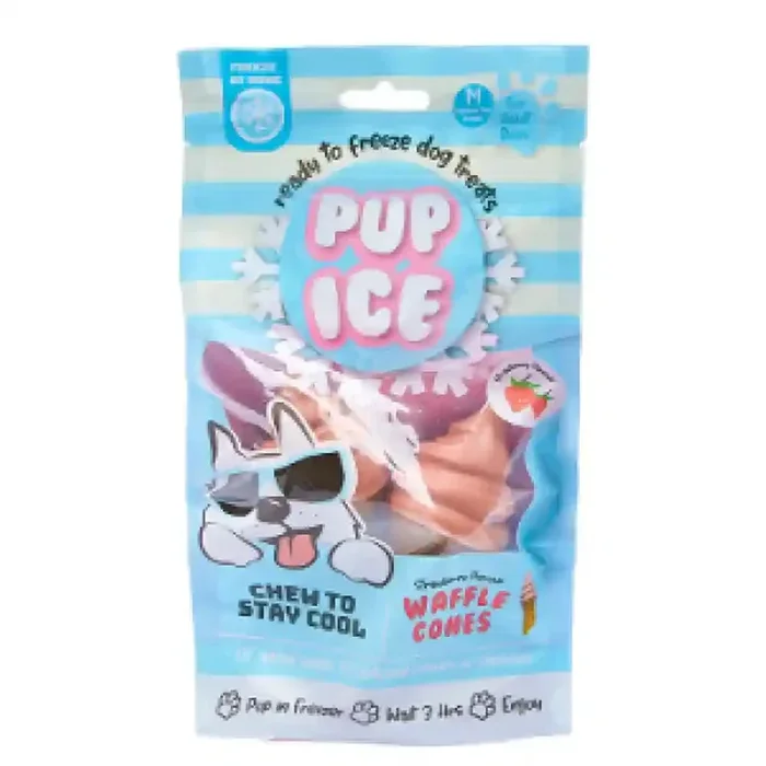 Pup Ice Strawberry Flavoured Waffle Cones Dog Treat