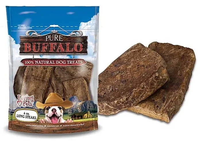 Pure Buffalo Lung Steaks Natural Dog Treats