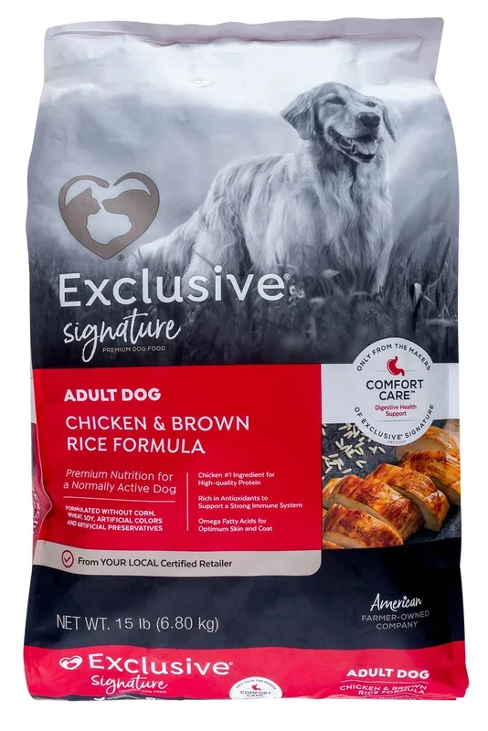 Purina Exclusive Signature Premium Adult Dry Dog Food, Chicken/Brown Rice