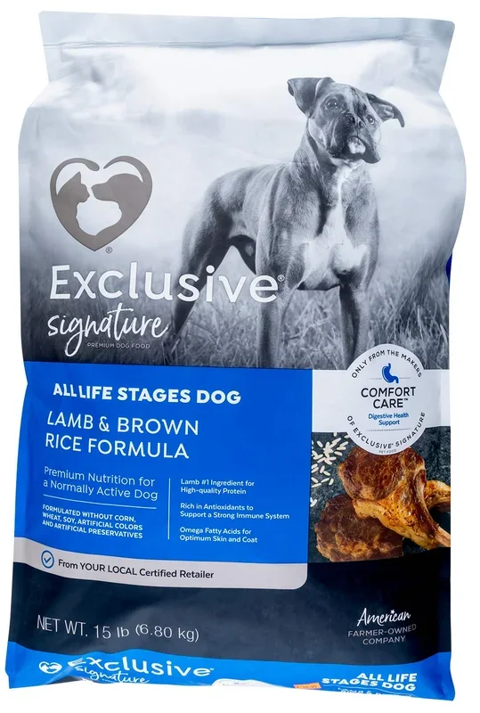 Purina Exclusive Signature Premium All Life Stages Dry Dog Food, Lamb/Brown Rice