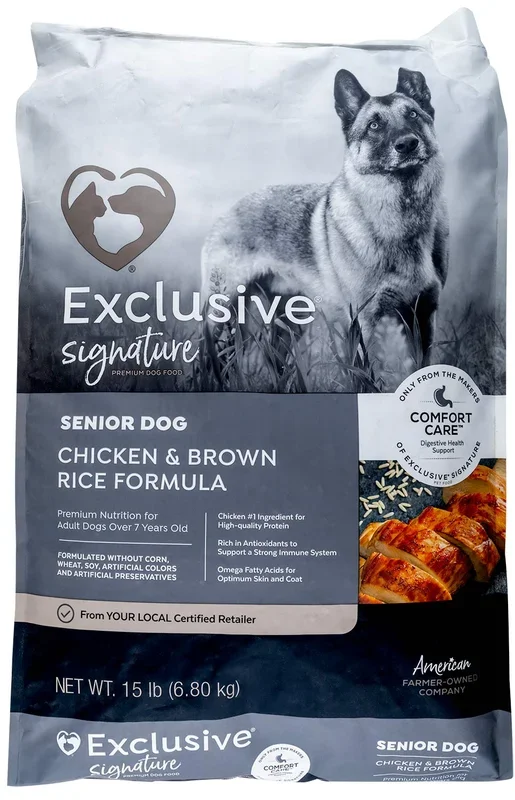 Purina Exclusive Signature Premium Senior Adult Dog Food, Chicken/Brown Rice
