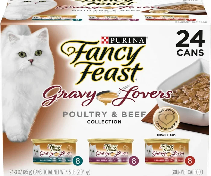 Purina Fancy Feast, Gravy Lovers – All Breeds, Adult Cat Poultry & Beef Variety Pack Canned Cat Food