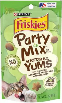 Purina Friskies Party Mix Natural Yums Catnip Flavor Crunchy Cat Treats 2.1 oz